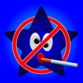 Cartoon star of no smoking sign