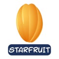 Cartoon starfruit fruit vector isolated on white background