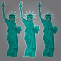 Cartoon Statue of Liberty. funny landmark United States. Stylized character America is symbol