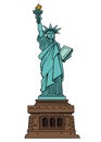 cartoon statue of liberty isolated on pedestal drawing humor