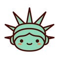 Cartoon Statue Of Libery Head Emoji Icon Isolated