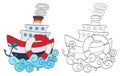 Cartoon steamship