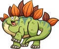 Happy cartoon stegosaurus dinosaur with leg up