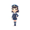 Cartoon stewardess isolate white help care positive pleasant