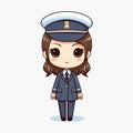 Cartoon stewardess isolate white help care positive pleasant