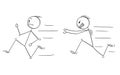 Cartoon of Angry Violent Man Chasing Another Man