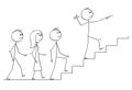 Cartoon of Leader Leading a Team of Business People Upstairs Royalty Free Stock Photo