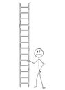 Cartoon of Man or Businessman Holding Tall Ladder