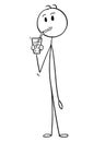 Cartoon of Man Drinking Soda Pop or Lemonade or Water With Straw