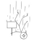 Cartoon of Man Falling Down and Holding Empty Sign