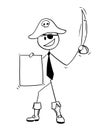 Cartoon of Pirate Businessman With Sabre and Agreement