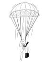 Cartoon of Skydiver Businessman With Parachute