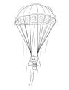 Cartoon of Skydiver Man or Businessman With Parachute