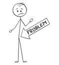 Cartoon of Big Problem Arrow Pointing at Crotch of Man