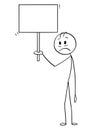 Cartoon of Sad and Depressed Man Holding Empty Sign