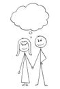 Cartoon of Heterosexual Couple of Man and Woman With Empty Speech Balloon