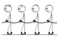 Cartoon of Line of Slaves Walking in Chains