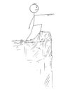 Cartoon of Man or Businessman Standing on the Edge of Cliff and Pointing