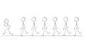 Cartoon of Man or Businessman Individuality Standing Out of Crowd Royalty Free Stock Photo