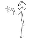 Cartoon of Man Using Can of Aerosol or Spray