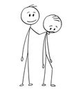 Cartoon of Sad or Depressed Man and His Friend Who is In Support