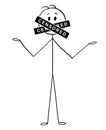 Cartoon of Talking Man with Censored Bar or Sign Covering His Mouth