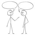 Cartoon of Two Men or Businessmen Talking With Empty or Blank Text or Speech Bubbles or Balloons Royalty Free Stock Photo
