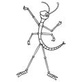 Cartoon stick insect on line art Royalty Free Stock Photo