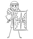 Cartoon of Ancient Roman Legionary Warrior Soldier