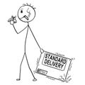 Cartoon of Bad Delivery Man or Businessman Negligently Pulling Carton Box Royalty Free Stock Photo