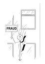 Cartoon of Businessman or Banker Jumping Out of the Window With Crisis Sign