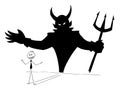 Conceptual Cartoon of Businessman and His Devil Inside Shadow