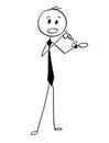 Conceptual Cartoon of Businessman Pointing at Wrist Watch