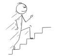 Cartoon of Man or Businessman Running Up Stairs or Staircase Royalty Free Stock Photo