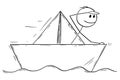 Cartoon of Businessman Sailing Paper Ship or Boat Royalty Free Stock Photo