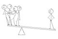 Cartoon of Business Team and individuality Balance Royalty Free Stock Photo