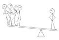 Cartoon of Business Team and individuality Balance