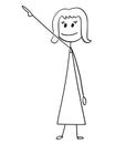 Cartoon of Businesswoman or Woman Pointing Right and Up