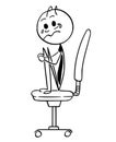 Cartoon of Crying Businessman Sitting Shocked on Office Chair