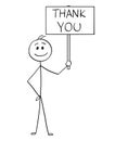 Cartoon of Happy Smiling Man or Businessman Holding Sign with Thank You Text