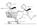 Cartoon of Two Businessmen and Shopping Cart