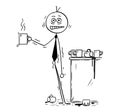 Cartoon of Businessman Overdosed By Caffeine from Coffee