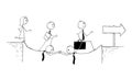 Conceptual Cartoon of Business Teamwork and Sacrifice