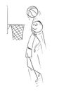 Vector Cartoon of Basketball Player Scoring Goal