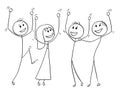 Cartoon of Group of People Celebrating Success