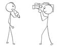 Cartoon of Tv or Television News Reporter and Cameraman