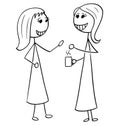 Cartoon Illustration of Two Women Business People Talking Royalty Free Stock Photo