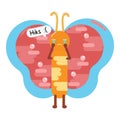Cartoon sticker butterfly sad emoticon