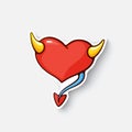 Cartoon sticker with devil heart Royalty Free Stock Photo