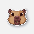 Cartoon sticker groundhog head